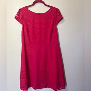 J.Crew Dress Laser Cut Pink A-Line Cap Sleeve Size 14 NWT